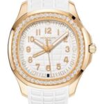 Patek Philippe Aquanaut Quartz – 38.8 mm Rose Gold Case – Diamond Bezel – White Dial – White Composite Strap – 5269/200R-001