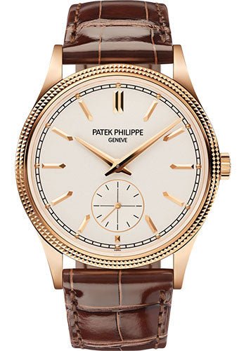 Patek Philippe Calatrava Manually Wound Mechanical Movement – 39 mm Rose Gold Hobnail Case – Silver Grained Dial – 6119R-001