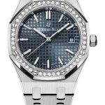 Audemars Piguet Royal Oak Self Winding Watch – 34mm Stainless Steel Case – Diamond Bezel – Blue-Grey Dial – Bracelet – 77351ST.ZZ.1261ST.01