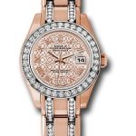 Rolex Everose Gold Lady-Datejust Pearlmaster 29 Watch – 34 Diamond Bezel – Mother-Of-Pearl And Pink Gold Lotus Flower Motif Roman Dial – 80285.74945 mfldr