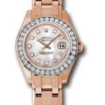 Rolex Everose Gold Lady-Datejust Pearlmaster 29 Watch – 34 Diamond Bezel – Mother-Of-Pearl Diamond Dial – 80285