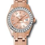 Rolex Everose Gold Lady-Datejust Pearlmaster 29 Watch – 34 Diamond Bezel – Pink Diamond Dial – 80285