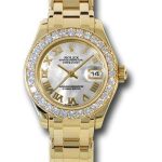 Rolex Yellow Gold Lady-Datejust Pearlmaster 29 Watch – 32 Diamond Bezel – Mother-Of-Pearl Roman Dial – 80298