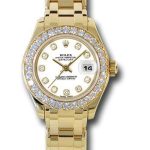 Rolex Yellow Gold Lady-Datejust Pearlmaster 29 Watch – 32 Diamond Bezel – White Diamond Dial – 80298