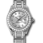 Rolex White Gold Lady-Datejust Pearlmaster 29 Watch – 32 Diamond Bezel – Silver Diamond Dial – 80299.74949