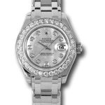 Rolex White Gold Lady-Datejust Pearlmaster 29 Watch – 32 Diamond Bezel – Mother-Of-Pearl Diamond Dial – 80299