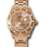 Rolex Pink Gold Lady-Datejust Pearlmaster 29 Watch – 12 Diamond Bezel – Pink Champagne Diamond Roman Vi Roman Dial – 80315