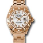 Rolex Pink Gold Lady-Datejust Pearlmaster 29 Watch – 12 Diamond Bezel – Mother-Of-Pearl Roman Dial – 80315
