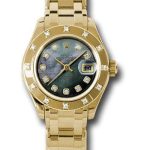 Rolex Yellow Gold Lady-Datejust Pearlmaster 29 Watch – 12 Diamond Bezel – Dark Mother-Of-Pearl Diamond Dial – 80318