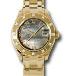 Rolex Yellow Gold Lady-Datejust Pearlmaster 29 Watch – 12 Diamond Bezel – Dark Mother-Of-Pearl Roman Dial – 80318
