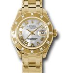 Rolex Yellow Gold Lady-Datejust Pearlmaster 29 Watch – 12 Diamond Bezel – Mother-Of-Pearl Roman Dial – 80318