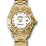 Rolex Yellow Gold Lady-Datejust Pearlmaster 29 Watch – 12 Diamond Bezel – White Roman Dial – 80318