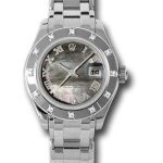 Rolex White Gold Lady-Datejust Pearlmaster 29 Watch – 12 Diamond Bezel – Dark Mother-Of-Pearl Roman Dial – 80319