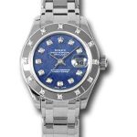 Rolex White Gold Lady-Datejust Pearlmaster 29 Watch – 12 Diamond Bezel – Sodalite Semi Precious Stone Diamond Dial – 80319