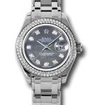 Rolex White Gold Lady-Datejust Pearlmaster 29 Watch – 116 Diamond Bezel – Dark Mother-Of-Pearl Diamond Dial – 80339