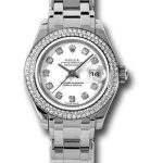 Rolex White Gold Lady-Datejust Pearlmaster 29 Watch – 116 Diamond Bezel – White Diamond Dial – 80339