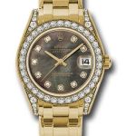 Rolex Yellow Gold Datejust Pearlmaster 34 Watch – 34 Diamond Bezel – Black Mother-Of-Pearl Diamond Dial – 81158