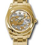 Rolex Yellow Gold Datejust Pearlmaster 34 Watch – Polished Bezel – Goldust Dream Mother-Of-Pearl Diamond Dial – 81208