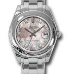 Rolex White Gold Datejust Pearlmaster 34 Watch – Domed Bezel – Goldust Dream Mother-Of-Pearl Diamond Dial – 81209