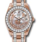 Rolex Everose Gold Datejust Pearlmaster 34 Watch – 32 Diamond Bezel – Goldust Dream Roman Dial – 81285 gdddrdp
