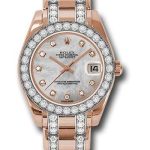 Rolex Everose Gold Datejust Pearlmaster 34 Watch – 32 Diamond Bezel – Mother-Of-Pearl Diamond Dial – 81285
