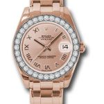 Rolex Everose Gold Datejust Pearlmaster 34 Watch – 32 Diamond Bezel – Pink Roman Dial – 81285