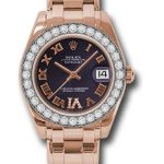 Rolex Everose Gold Datejust Pearlmaster 34 Watch – 32 Diamond Bezel – Purple Roman Dial – 81285 pudr6p