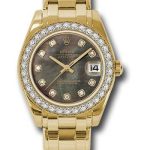 Rolex Yellow Gold Datejust Pearlmaster 34 Watch – 34 Diamond Bezel – Black Mother-Of-Pearl Diamond Dial – 81298
