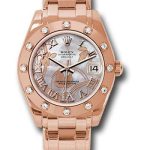 Rolex Everose Gold Datejust Pearlmaster 34 Watch – 12 Diamond Bezel – Goldust Dream Roman Dial – 81315 gdddr