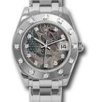 Rolex White Gold Datejust Pearlmaster 34 Watch – 12 Diamond Bezel – Goldust Dream Diamond Dial – 81319