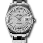 Rolex White Gold Datejust Pearlmaster 34 Watch – 116 Diamond Bezel – Mother-Of-Pearl Diamond Dial – 81339