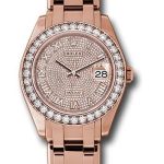 Rolex Everose Gold Datejust Pearlmaster 39 Watch – 36 Diamond Bezel – Diamond Paved Roman Dial – 86285