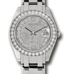 Rolex White Gold Datejust Pearlmaster 39 Watch – 36 Diamond Bezel – Diamond Paved Roman Dial – 86289