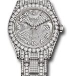 Rolex White Gold Oyster Perpetual Pearlmaster 39 Watch – Diamond Lugs – Diamond Bezel – Diamond Paved Roman Dial – Diamond Paved Bracelet – 86409RBR