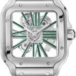 Cartier Santos De Cartier Skeleton Large Manual Steel Interchangeable Metal And Leather Bracelets – WHSA0028
