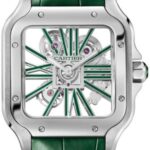Cartier Santos De Cartier Skeleton Large Manual Steel Interchangeable Metal And Leather Bracelets – WHSA0028