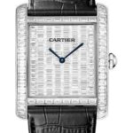 Cartier Tank MC Watch – 34.3 mm White Gold Diamond Case – White Gold Diamond Dial – Black Alligator Strap – HPI00623