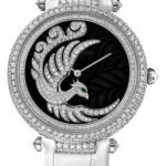 Cartier Evol D’un Phoenix Watch – 42.75 mm White Gold Diamond Case – Dark Purple Mother-of-Pearl Diamond Dial – White Alligator Strap – HPI00633