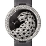 Cartier Panthere Divine Watch – 38 mm White Gold Diamond Case – Black Dial – Black Alligator Strap – HPI00648