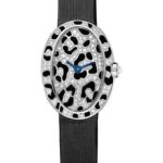 Cartier Mini Baignoire Panther Spots Watch – White Gold Diamond Case – Diamond Dial – Dark Gray Fabric Strap – HPI00703