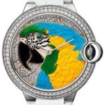 Cartier Cartier D’Art Ballon Bleu Limited Edition of 20 Watch – 42 mm White Gold Case – Parrot Motif Diamond Dial – White Alligator Strap – HPI00769