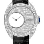 Cartier Cle de Cartier Mysterious Hours Watch – 41 mm Palladium 950 Diamond Case – White Gold Diamond Dial – Black Alligator Strap – HPI00946