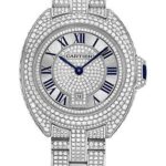 Cartier Cle De Cartier Watch – 31 mm White Gold Diamond Case – Diamond Bezel – Silver Diamond Dial – HPI00980