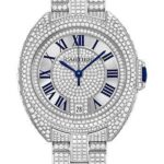 Cartier Cle De Cartier Watch – 35 mm White Gold Diamond Case – Diamond Bezel – Silver Diamond Dial – Diamond Bracelet – HPI00981