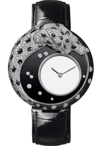 Cartier Panthere Mysterieuse Watch – 40 mm White Gold Diamond Case – Black Alligator Strap – HPI01011