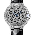 Cartier Ballon Bleu de Cartier Panther Spots Watch – 33 mm White Gold Diamond Case – Diamond Dial – Black Alligator Strap – HPI01064