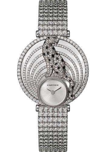 Cartier Panthere Royale de Cartier Watch – 36 mm White Gold Diamond Case – Silvered Dial – White Gold Paved Diamond Bracelet – HPI01098