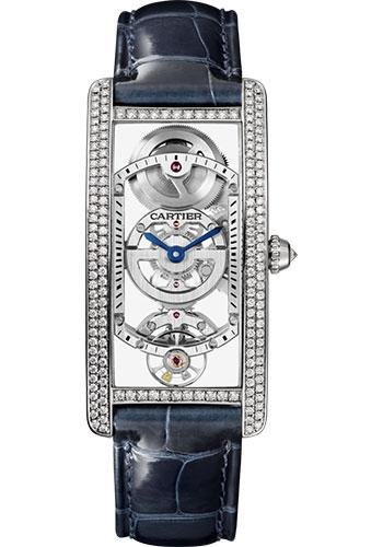 Cartier Tank Cintree Skeleton Watch – Platinum Diamond Case – Skeleton Dial – Black Alligator Strap – HPI01123