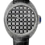Cartier Cle de Cartier Serti Vibrant Limited Edition of 20 Watch – 40 mm White Gold Diamond Case – White Gold Dial – Black Alligator Strap – HPI01125
