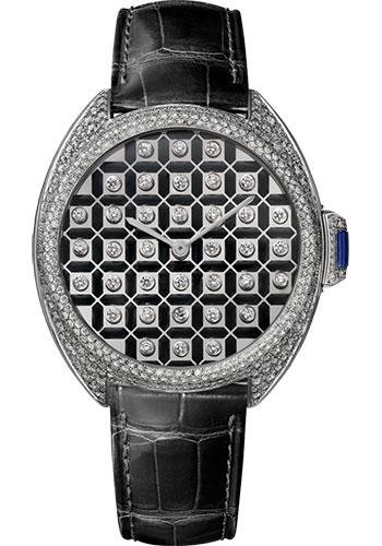 Cartier Cle de Cartier Serti Vibrant Limited Edition of 20 Watch – 40 mm White Gold Diamond Case – White Gold Dial – Black Alligator Strap – HPI01125